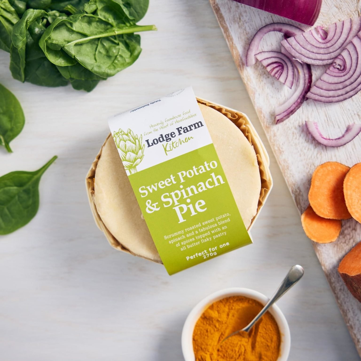 Sweet Potato and Spinach Pie (V) Lodge Farm Kitchen